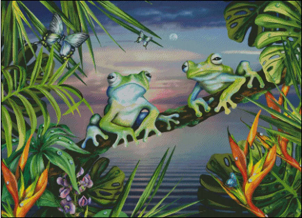 (image for) Two Blue Frogs at Sunset